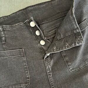 Dark Gray Button-Fly Jeans